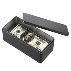 Metal Cash Box Black Money Holder Rectangular Storage Tin 7.3in Organizer