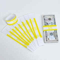 ABA Standard Yellow Money Bands – 100 Self-Adhesive Bill Wrappers, 7.5×1.15″