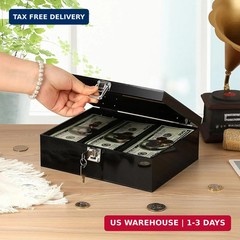 Acrylic Lockable Cash Storage Box 3 Slots Money Holder Cash Organizer Currency T
