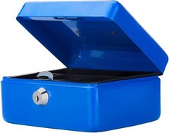Lightweight Blue Money Box with Key Lock for Safe Valuables – 5.9” Portable Use