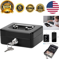 Elegant X-Small Black Cash Box – Portable Lock Box for Cash & Personal Items