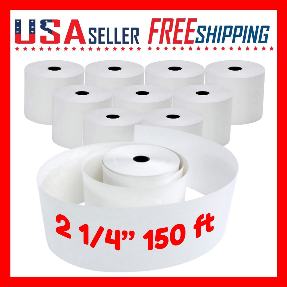 2 1/4 x 150′ 1 Ply Bond Paper 10 Rolls Bond Kitchen Receipt Printer Calculators