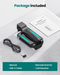 1D 2D Bluetooth Barcode Scanner Portable Back Clip, USB Wired and 2.4G Wireless