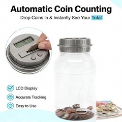 2 Pack Digital Coin Bank with LCD Display, 1.8L Large Capacity Coin Counting …