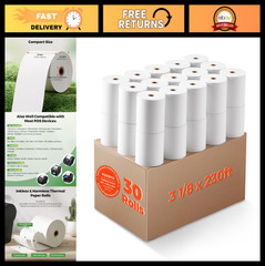 30 Rolls Thermal Receipt Paper 3 1/8″ x 230ft for POS Printers BPA Free, Compati