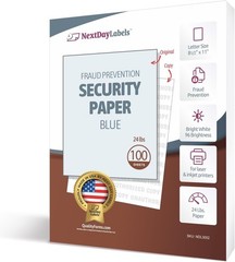 Pack of 100 Blue Security Paper 8.5” x 11” – Anti-Copy & Fraud Prevention