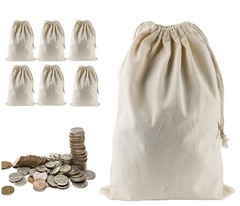 Lanyani 6 Packs Bank Coin Money Cash Bag Sacks, 12″ x 17″ Large, Natural
