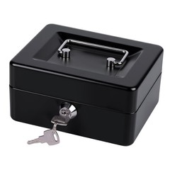 Small Cash Box with Money Tray and Lock, Metal Cash Lock Box with Key, Petty Cas