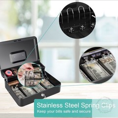 Cash Box with Money Tray and Key Lock, Saving Lock Box with Money Tray Storage