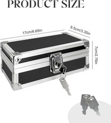 Lockable Cash Box with Key, Aluminium Money Box with Single-Row Currency Tray