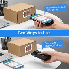 2D Wireless Bluetooth Barcode Scanner, Phone Back Clip for iPhone,Android, iOS