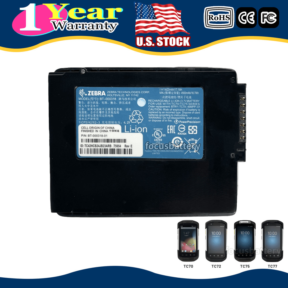 Genuine OEM BT-000318 Battery for Zebra TC55 TC70 TC72 TC75 TC77 BT-000318-01