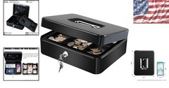 Durable Black Alloy Steel Cash Drawer with Dual Layer Compartments & Secure Lock