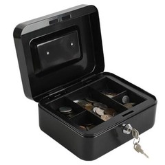 Locking Steel Medium Cash Box with Removable Coin Tray and Key Lock,7.87″x 6….