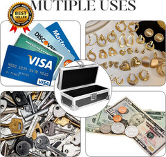 Lockable Cash Box with Key, Aluminium Alloy Money Storage Box & Single-Row Curre