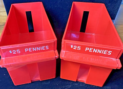 $25 Dollar Penny Holders – Red/Hard Plastic Tray – Excellent Condition