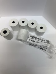 BuyRegisterRolls 3 in 1-Ply Cash Register Receipt Paper Rolls 150, 5 Rolls