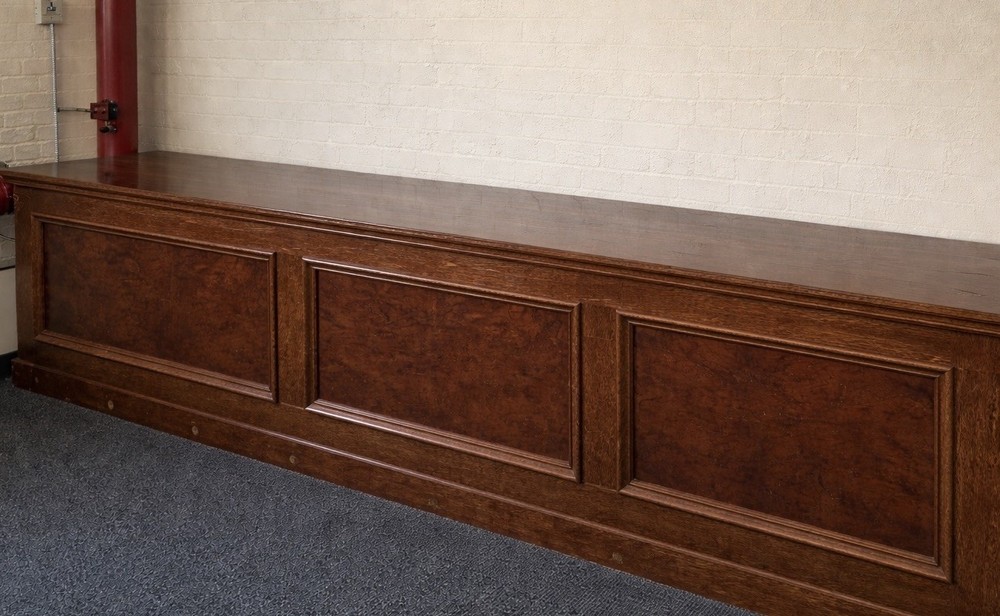 Commercial Solid Wood Café Counter, 2-Piece Set w/ Side Section, Paneled Front