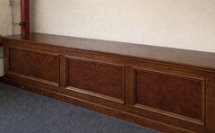 Commercial Solid Wood Café Counter, 2-Piece Set w/ Side Section, Paneled Front