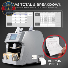 9900R V2 2-Pocket Premium Bank Grade Money Counter Machine Mixed Denomination, B