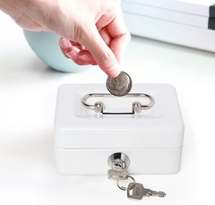 Elegant Small Locking Cash Box with Key | Portable White Money Storage
