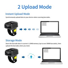 Alacrity 2D Wireless Ring Barcode Scanner,Portable Bluetooth Wearable Finger