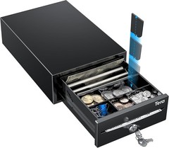 Cash Register Drawer 8″ Mini 4 Bill 6 Coin Small Cash Drawer Auto Open with M…