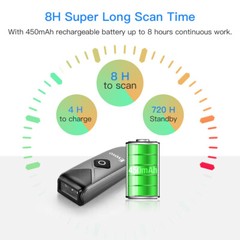 EYOYO Mini Wireless 2D QR Code Barcode Scanner Bluetooth USB Reader for PC Phone