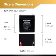 ExpertPower EXP1250-12V 5Ah Rechargeable SLA Battery for Security System, UPS, G