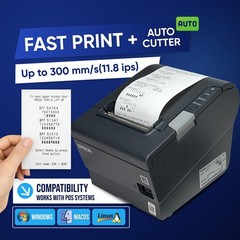Epson TM-T88V POS Compact Thermal Receipt Printer USB Serial w/ Adapter TESTED