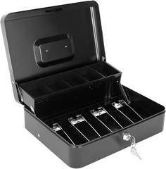 Heavy-Duty Metal Cash Box with Bill & Coin Slots | Portable & Secure Locking