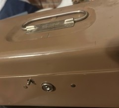 LIT-NING Strong Box Cash Box Vintage Opens No Key No Tray Brown E