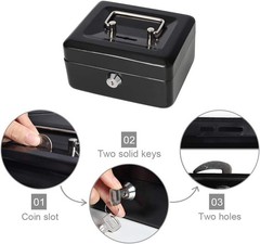 Small Portable Cash Box with Key Lock – Metal Coin Bank for Adults & Kids