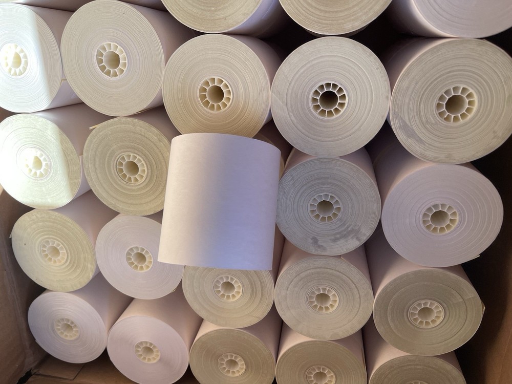 2 Ply POS/Cash Register Rolls, 3″X 90 Feet, White/Canary, 50 rolls (07706)