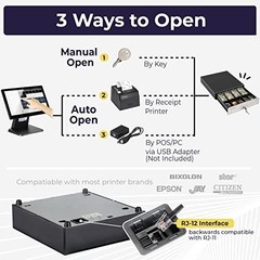 13″ Cash Register Drawer for POS System – 4 Bill 5 Coin Tray, Key-Lock, Removabl