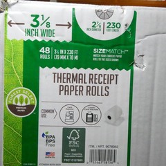 Forest Select Thermal Receipt Paper Rolls, White, 3-1/8″ x 230′, 48 Rolls
