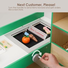 Wooden Grocery Store Playset for Kids with Checkout Counter Pretend Market with