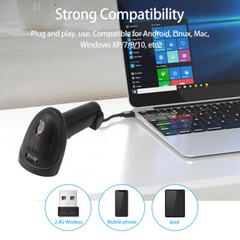 Wireless 1D Barcode Scanner 2.4G + BT + USB Wired Compatible with Android F8M4