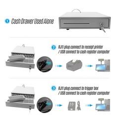 Heavy Duty 4 Grid 3 Gear POS Cash Drawer With Lock RJ11 Interface V1