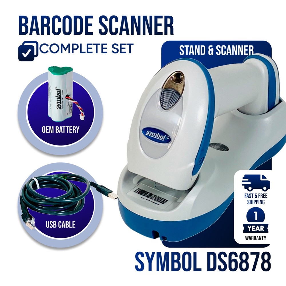 Motorola Symbol Barcode Scanner DS6878 w/Cradle & USB Cable – 1 YEAR WARRANTY!🔥