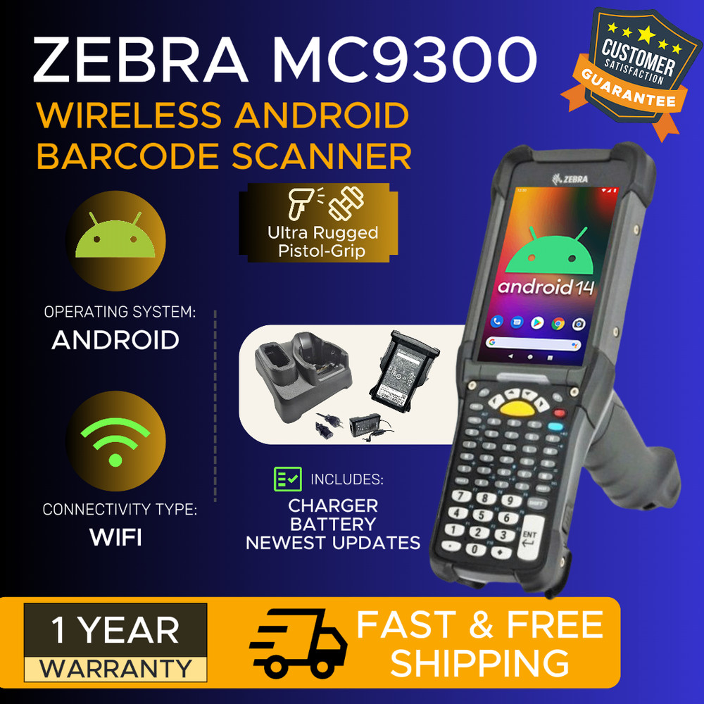 ✅Zebra MC9300 Wireless Android Pistol-Grip 2D/1D/QR Scanner, 1-YEAR WARRANTY!🔥⭐