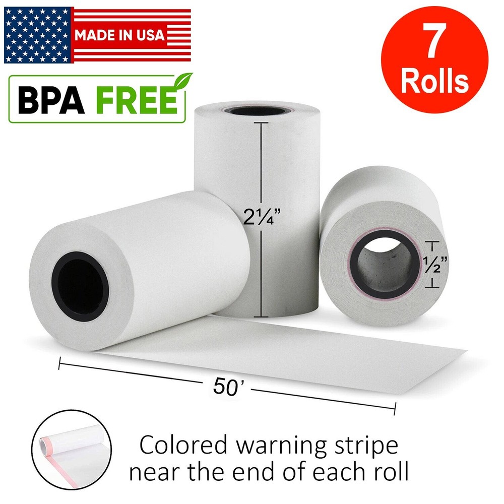AMZER Thermal Receipt Paper Rolls, 2 1/4″ X 50′ , 7 Rolls