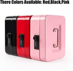 Water-Resistant Cash Box with Combination Lock – Secure and Portable, Pink 7.87″