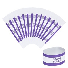 100Pcs Money Band 2000 Dollar Money Bill Wrapper Self-Adhesive Bill Band Purple