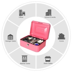 Small Cash Box With Key Lock – Durable Metal Cash Box With Money Tray Pin