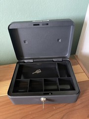 Standard Cash Box, 9.8x7x3.5” Steel Black Two Keys