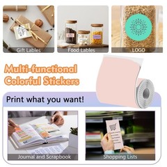 9 Rolls Mini Thermal Sticker Paper for Mini Inkless Printer (3 Rolls of White…