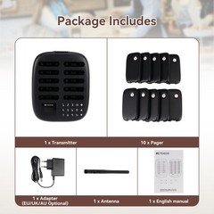 TD175S Restaurant Pager System Pager For Restaurant 10 Beeper For FoodCourt Cafe
