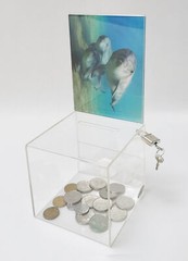 Returned Item Small Acrylic Plexiglass Clear Donation Tip Offering Charity