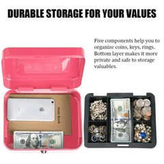 Cash Box with Money Tray Large Money Box with Key Lock 9.8 x 7.9 x 3.5 inches…